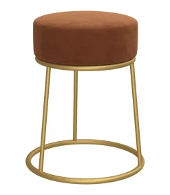 Hocker rond fluweel bruin