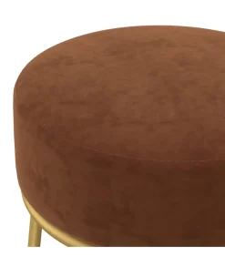 Hocker rond fluweel bruin