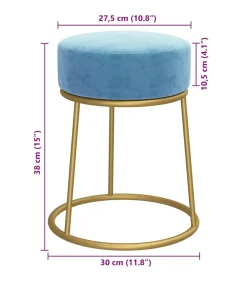 Hocker rond fluweel lichtblauw