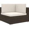 Hoekbank 1 st met kussens poly rattan bruin