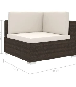 Hoekbank 1 st met kussens poly rattan bruin