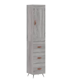 Hoge kast 34,5x34x180 cm bewerkt hout grijs sonoma eikenkleurig