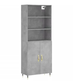 Hoge kast 69,5x34x180 cm bewerkt hout betongrijs