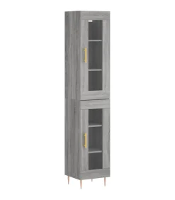 Hoge kast 34,5x34x180 cm bewerkt hout grijs sonoma eikenkleurig