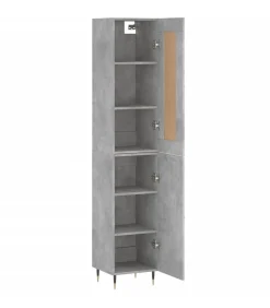 Hoge kast 34,5x34x180 cm bewerkt hout betongrijs