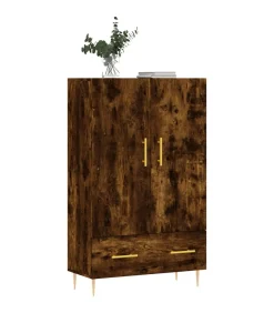Hoge kast 69,5x31x115 cm bewerkt hout gerookt eikenkleurig