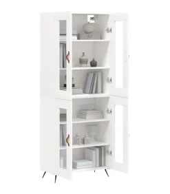 Hoge kast 69,5x34x180 cm bewerkt hout wit