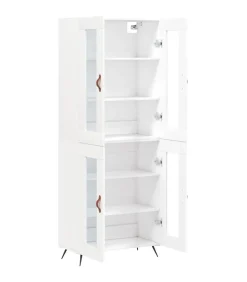 Hoge kast 69,5x34x180 cm bewerkt hout wit