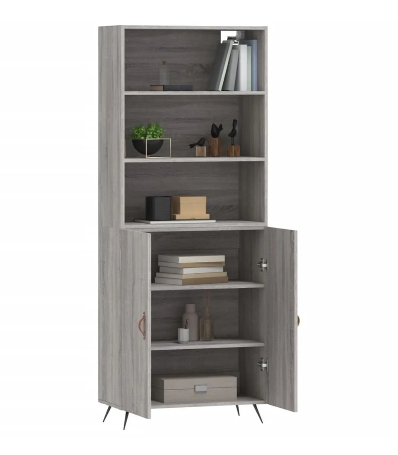 Hoge kast 69,5x34x180 cm bewerkt hout grijs sonoma eikenkleurig
