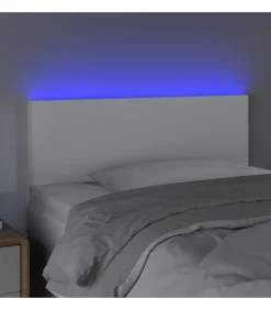 Hoofdbord LED 80x5x78/88 cm kunstleer wit