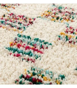 Hoogpolig vloerkleed met veelkleurig vierkant patroon 160 x 230 cm