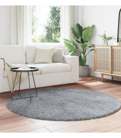 Hoogpolig vloerkleed NAVARRA 160x160 cm polyester lichtgrijs