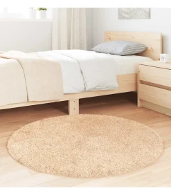 Hoogpolig vloerkleed NAVARRA 100x100 cm polyester beige