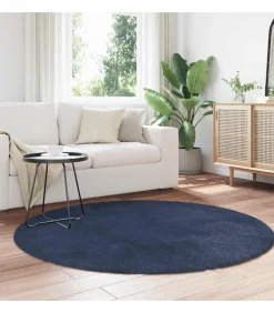 Hoogpolig vloerkleed NAVARRA 160x160 cm polyester marineblauw