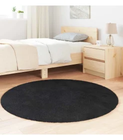 Hoogpolig vloerkleed NAVARRA 120x120 cm polyester zwart