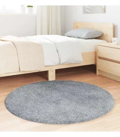 Hoogpolig vloerkleed NAVARRA 100x100 cm polyester lichtgrijs