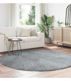 Hoogpolig vloerkleed NAVARRA 200x200 cm polyester lichtgrijs