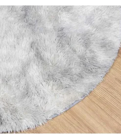 Hoogpolig vloerkleed NAVARRA 200x200 cm polyester zilvergrijs