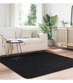 Hoogpolig vloerkleed NAVARRA 160x160 cm polyester zwart