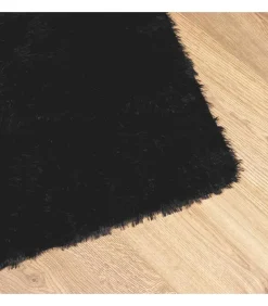 Hoogpolig vloerkleed NAVARRA 160x160 cm polyester zwart