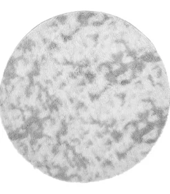 Hoogpolig vloerkleed NAVARRA 160x160 cm polyester zilvergrijs