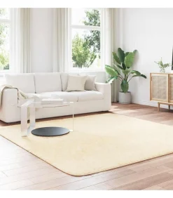 Hoogpolig vloerkleed NAVARRA 240x240 cm polyester crèmekleurig