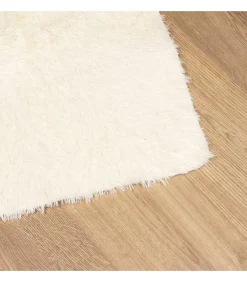 Hoogpolig vloerkleed NAVARRA 240x240 cm polyester crèmekleurig