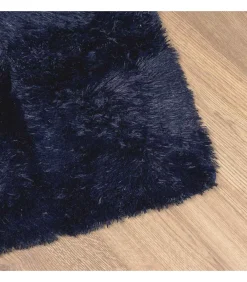 Hoogpolig vloerkleed NAVARRA 120x120 cm polyester marineblauw