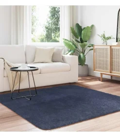 Hoogpolig vloerkleed NAVARRA 160x160 cm polyester marineblauw