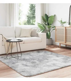 Hoogpolig vloerkleed NAVARRA 160x160 cm polyester zilvergrijs