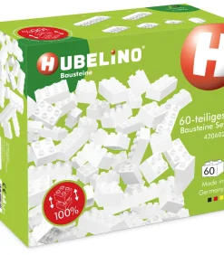 Hubelino bouwstenen wit - 60-delig bouwset - compatibel speelgoed