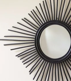 Isidore - Zwarte rotan spiegel 80 cm