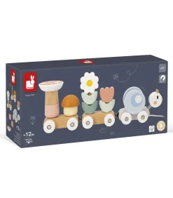 Janod houten speelgoed - Sweet Cocoon Slakkentrein - educatief trek- en bouwspeelgoed