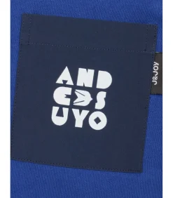 Jongens T-shirt met lange mouwen, blauw, met print op de rug