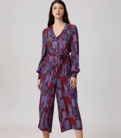 Jumpsuit met grafische print en V-hals