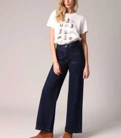 KAMI - Bootcut jeans met hoge taille