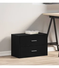 Kast met 2 lades 60x31x40 cm bewerkt hout zwart eikenkleurig