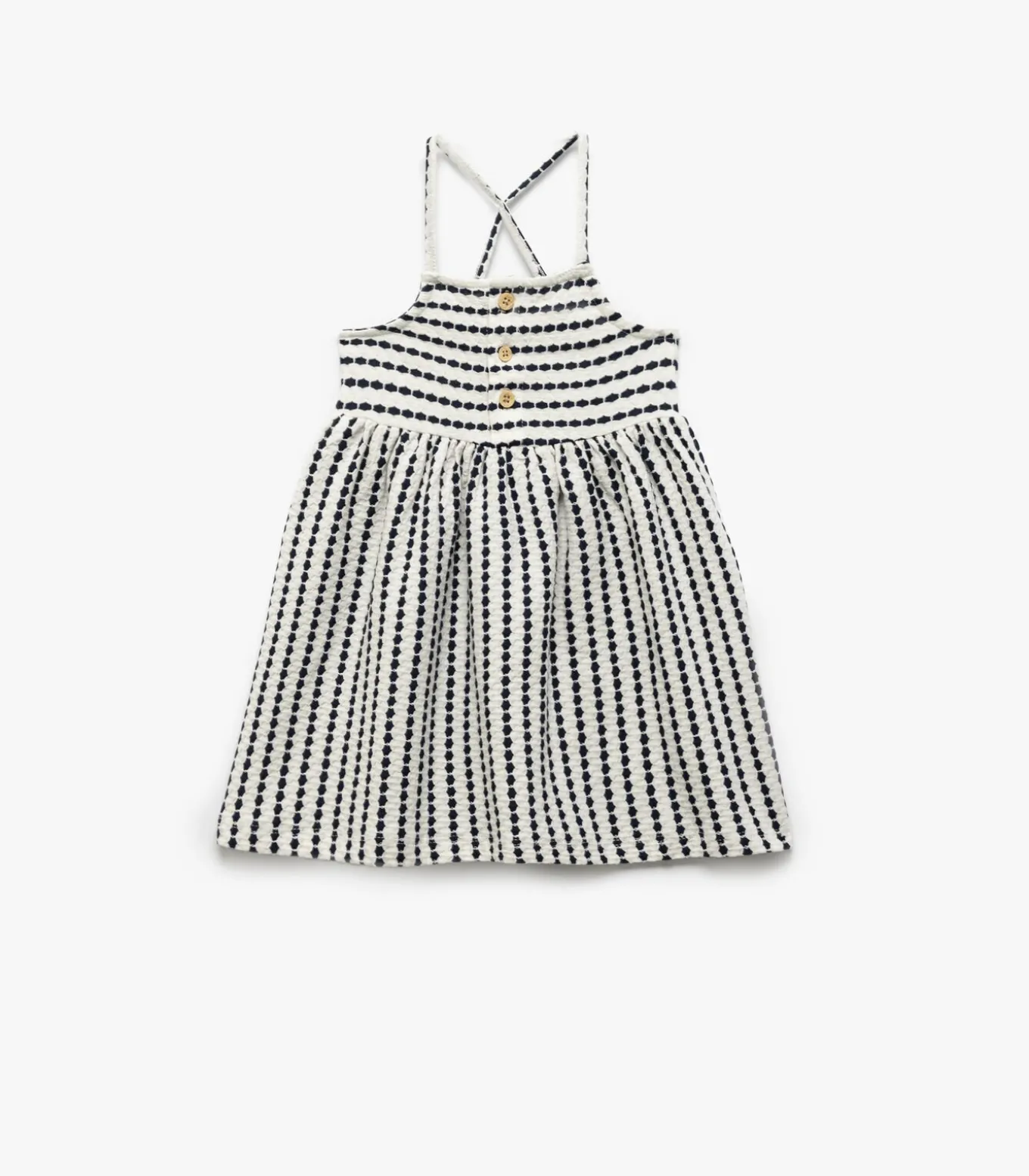 Katoenen Babyjurk A-lijn Knoopdetail Kruisbandjes