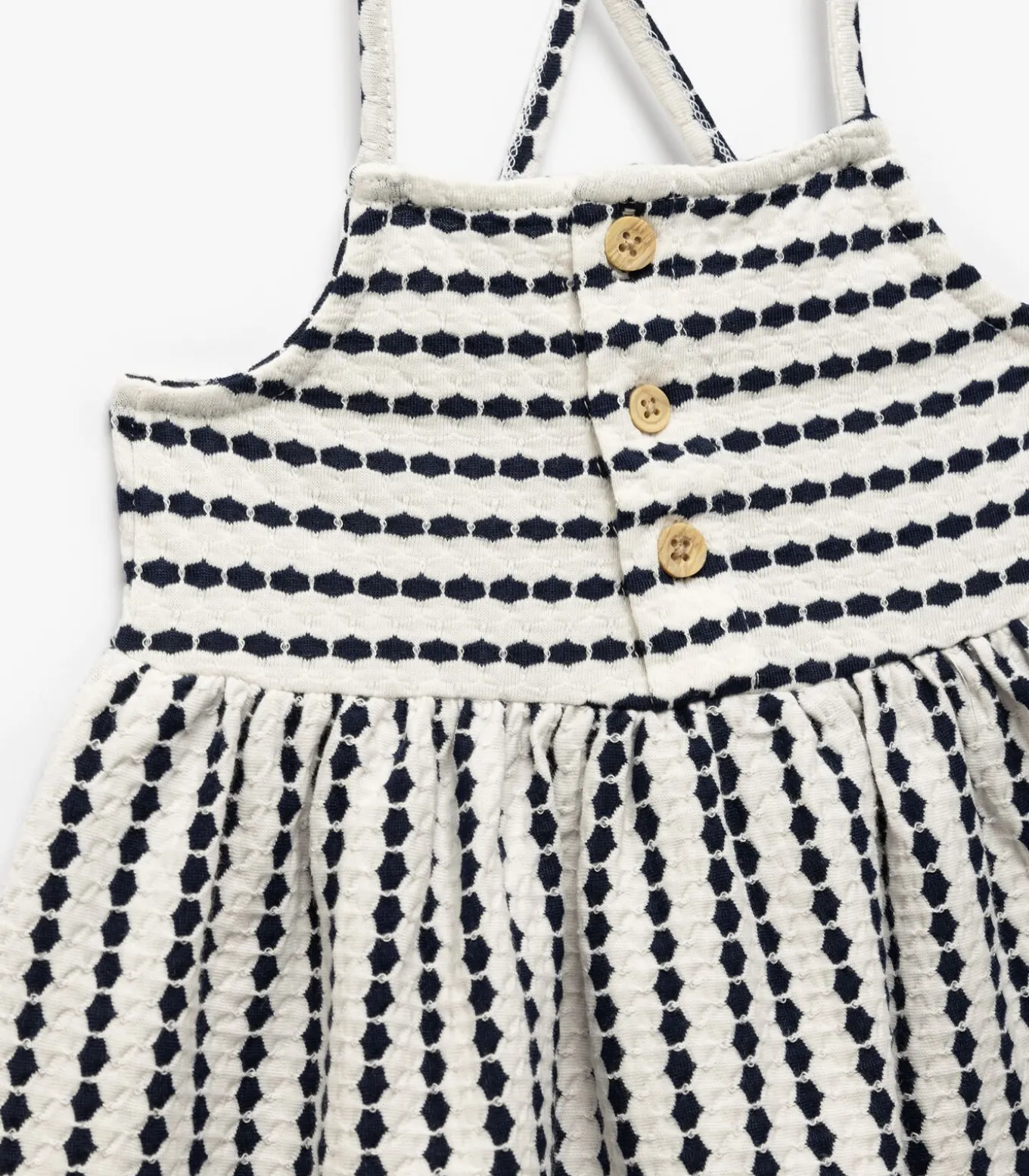 Katoenen Babyjurk A-lijn Knoopdetail Kruisbandjes