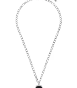 Ketting met hanger voor mannen, roestvrij staal, agaat