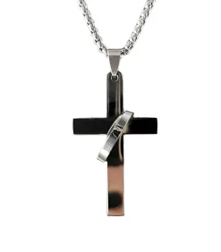 Ketting met Kruis en Ring Hanger - Staal