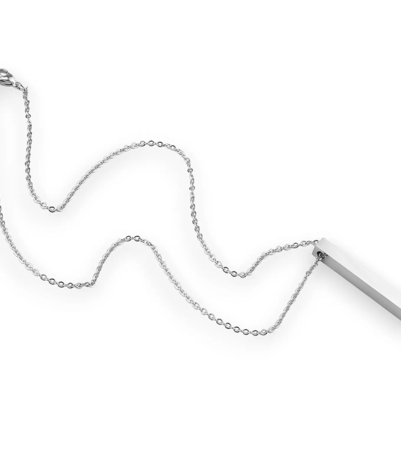 Ketting met Long Bar Hanger - Zilver Kleurig - Staal