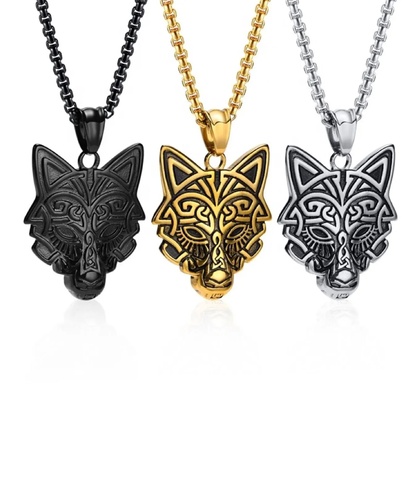 Ketting met Nordic Wolf Hanger - Zilver Kleurig - Staal