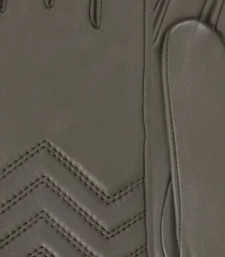 Khaki lamsleren dameshandschoenen met doorstiksels