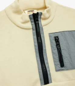 Kinder fleece trui met zakdetails en halve rits