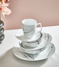 Kom 18xH6cm marble Stone - set/4