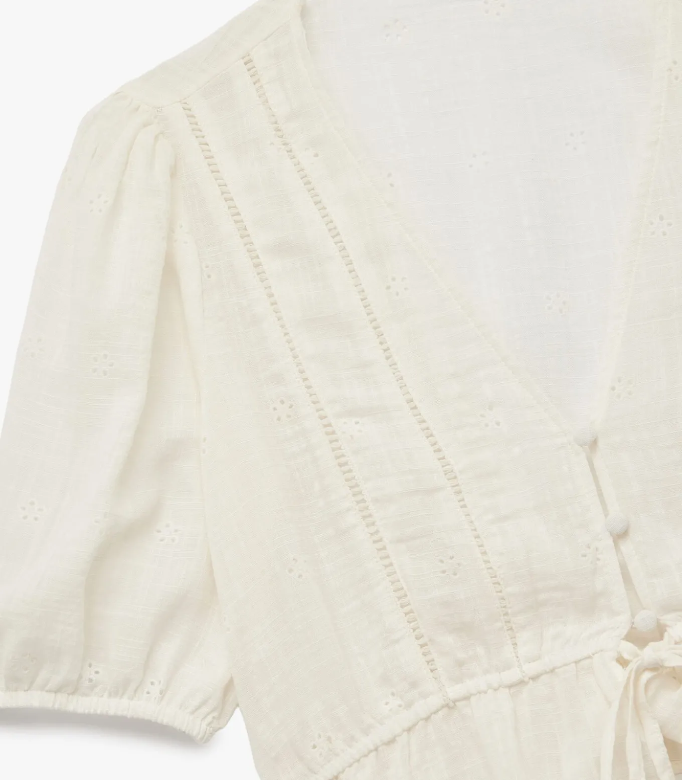 Korte Blouse V-hals Katoenmix