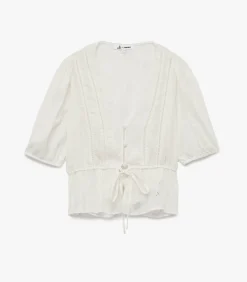 Korte Blouse V-hals Katoenmix