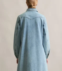 Korte denim jurk uitlopend