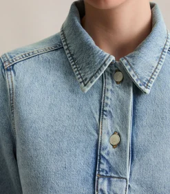 Korte denim jurk uitlopend